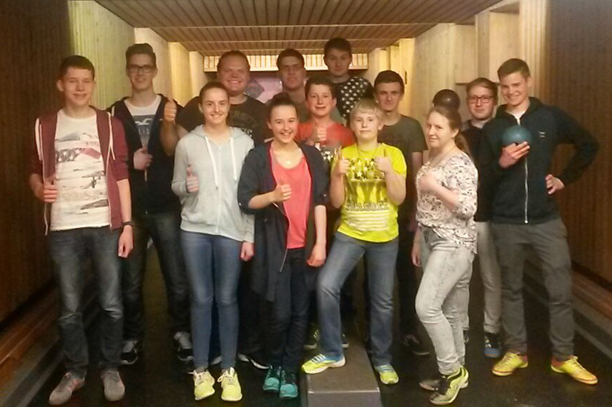 Jugendkapelle beim Kegeln im Bräustüble Bonstetten